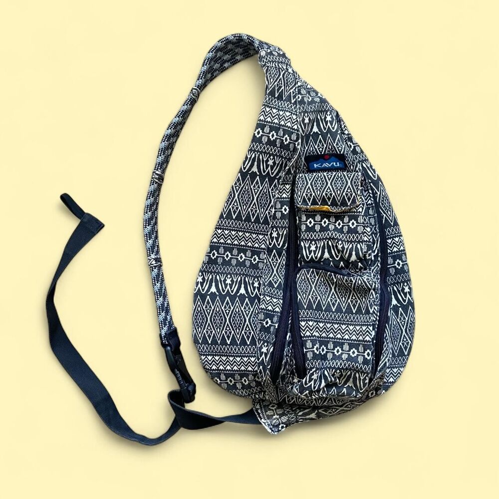 Kavu Black & White Aztec Print Rope Bag